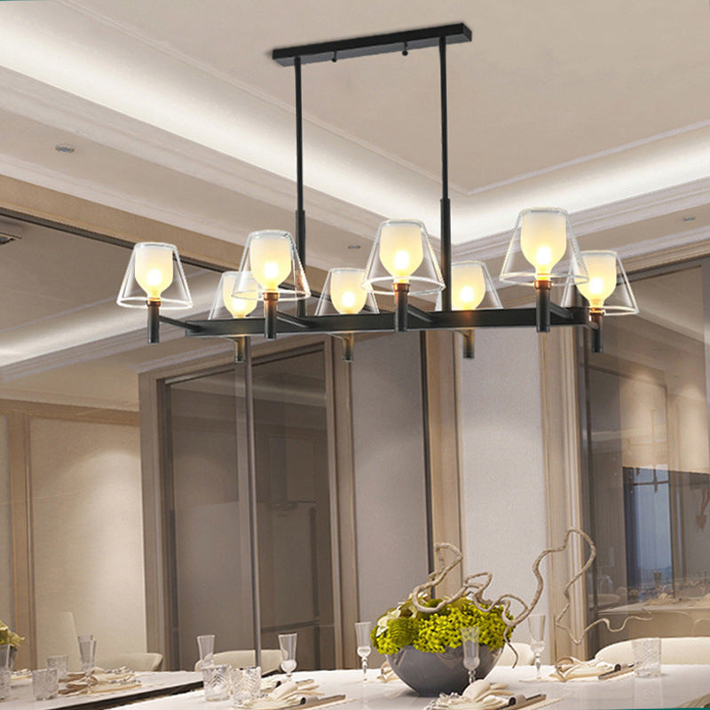 Industrial Island Light Glass Pendant Lighting Fixture for Dining Room