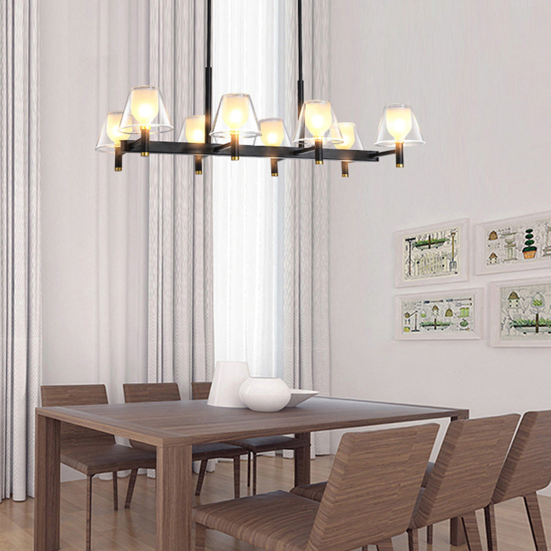 Industrial Island Light Glass Pendant Lighting Fixture for Dining Room
