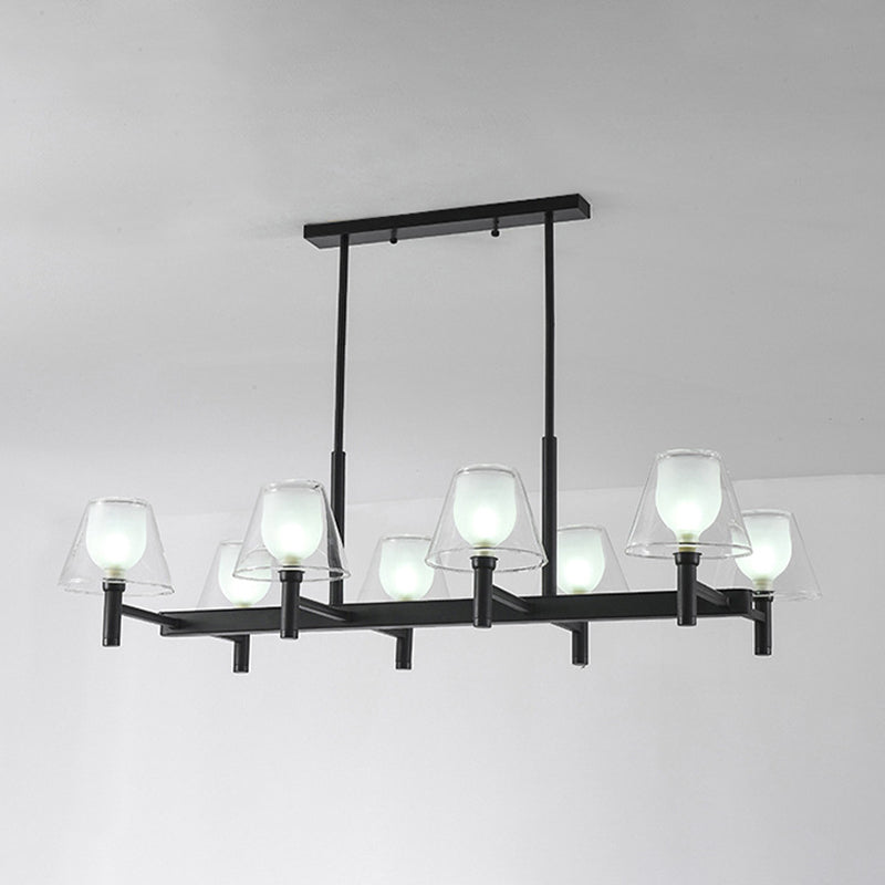 Industrial Island Light Glass Pendant Lighting Fixture for Dining Room