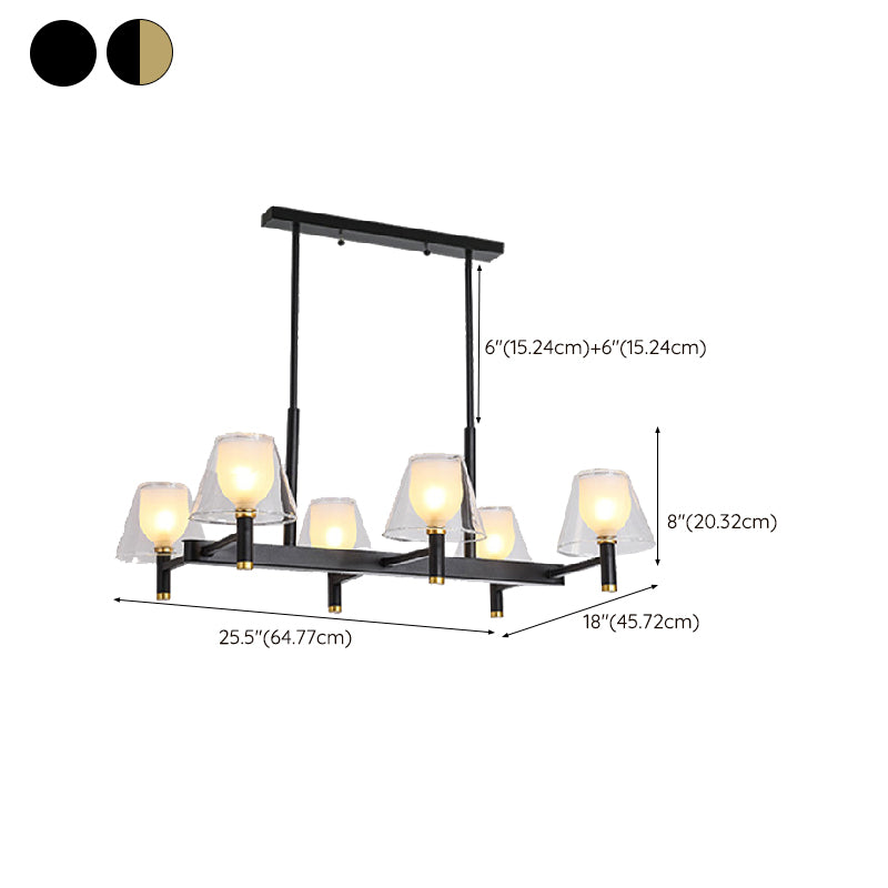 Industrial Island Light Glass Pendant Lighting Fixture for Dining Room