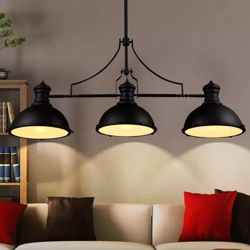 Industrial 3 Lights Island Light Metallic Pendant Lighting Fixture for Dining Room
