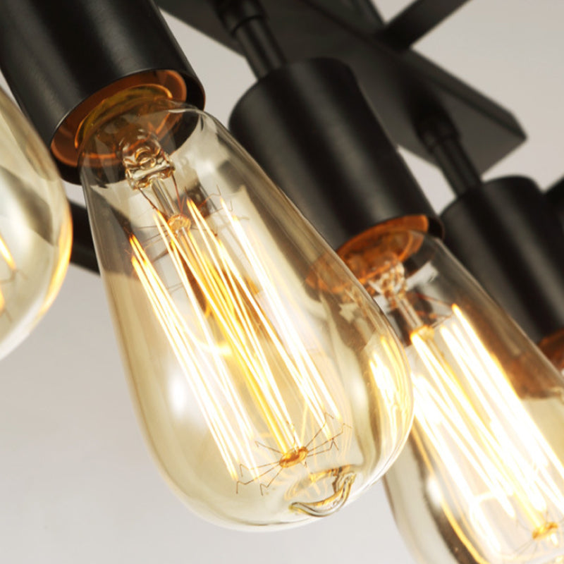 Industrial Black Island Light Metallic Pendant Lighting Fixture for Dining Room