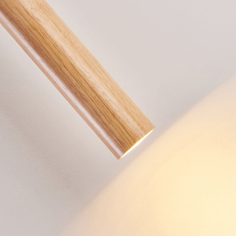 Modern Style Cylinder Shape Wall Light Wood 1 Light Sconces for Bedroom