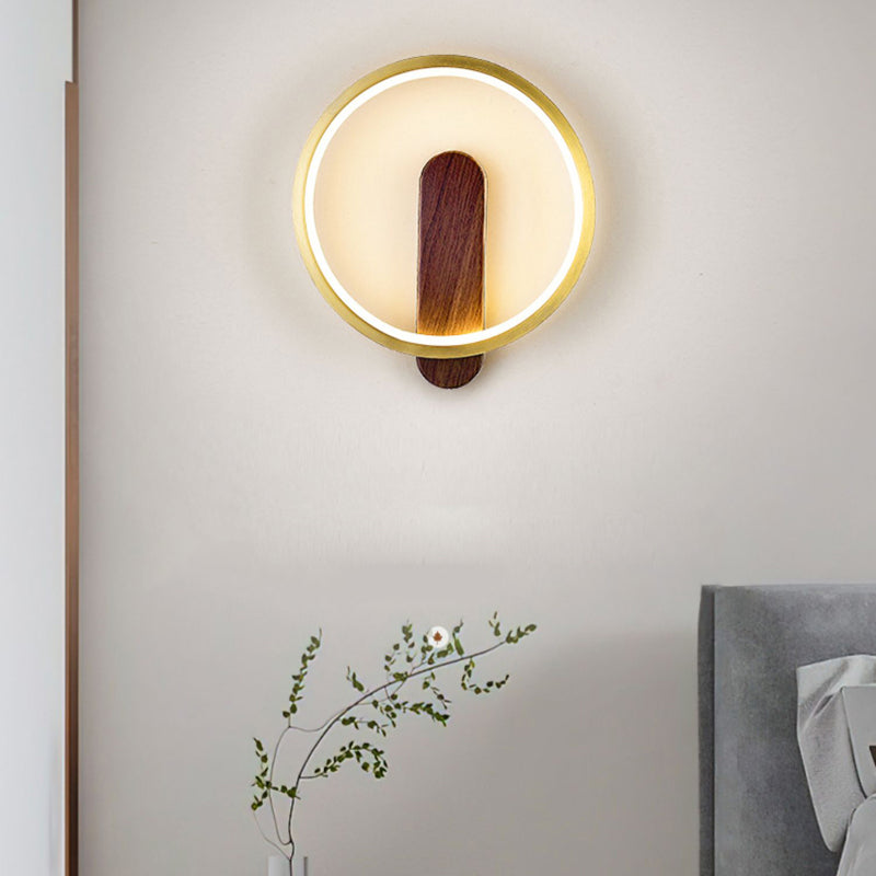Modern LED Metal Wall Sconce Circular Shape Wall Light with Acrylic Shade for Bedroom