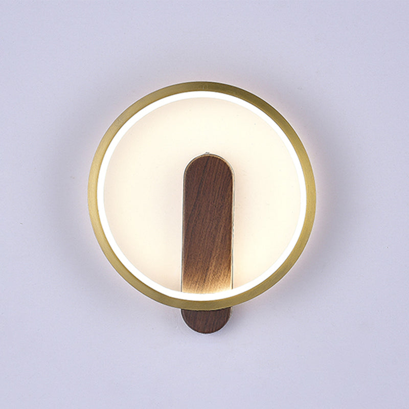 Modern LED Metal Wall Sconce Circular Shape Wall Light with Acrylic Shade for Bedroom