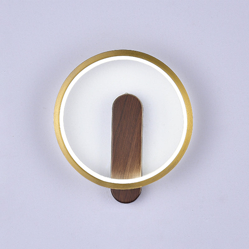 Modern LED Metal Wall Sconce Circular Shape Wall Light with Acrylic Shade for Bedroom