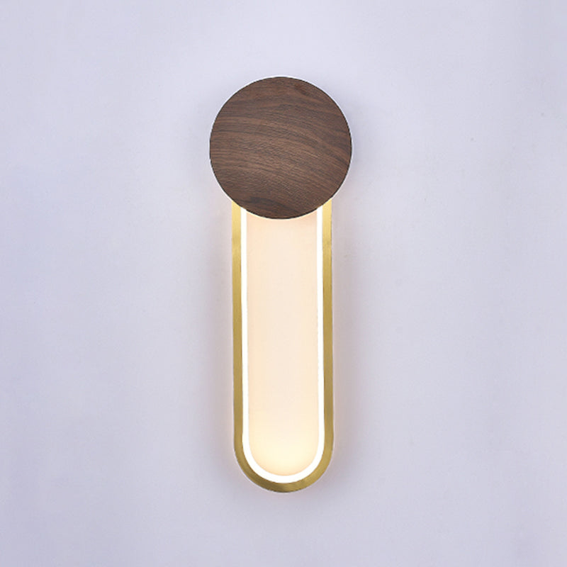 Modern LED Metal Wall Sconce Circular Shape Wall Light with Acrylic Shade for Bedroom
