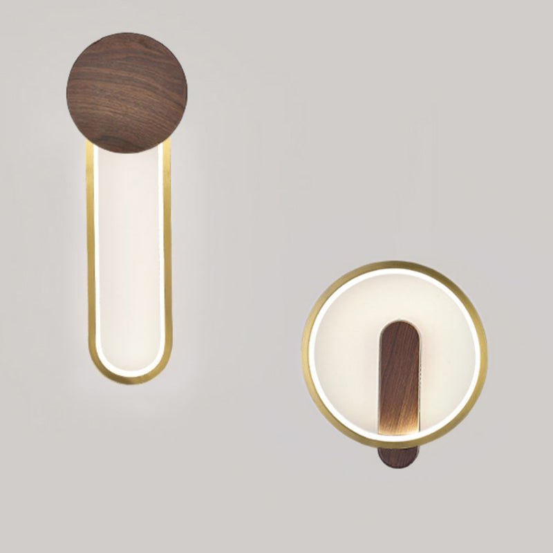 Modern LED Metal Wall Sconce Circular Shape Wall Light with Acrylic Shade for Bedroom