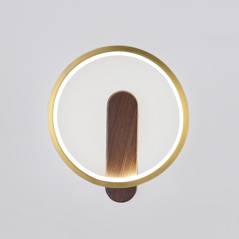 Modern LED Metal Wall Sconce Circular Shape Wall Light with Acrylic Shade for Bedroom