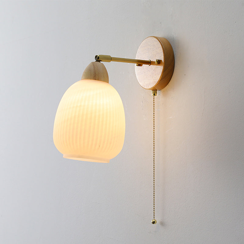 Modern Style Wall Light Wood 1 Light Sconces in White for Bedroom