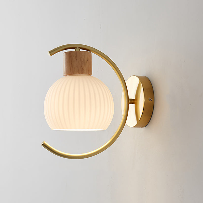 Modern Style Wall Light Wood 1 Light Sconces in White for Bedroom