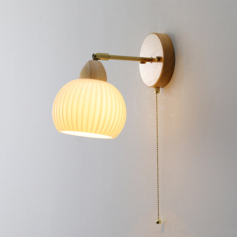 Modern Style Wall Light Wood 1 Light Sconces in White for Bedroom