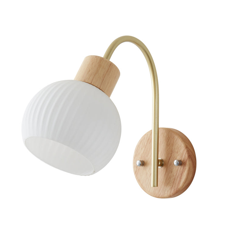 Modern Style Wall Light Wood 1 Light Sconces in White for Bedroom