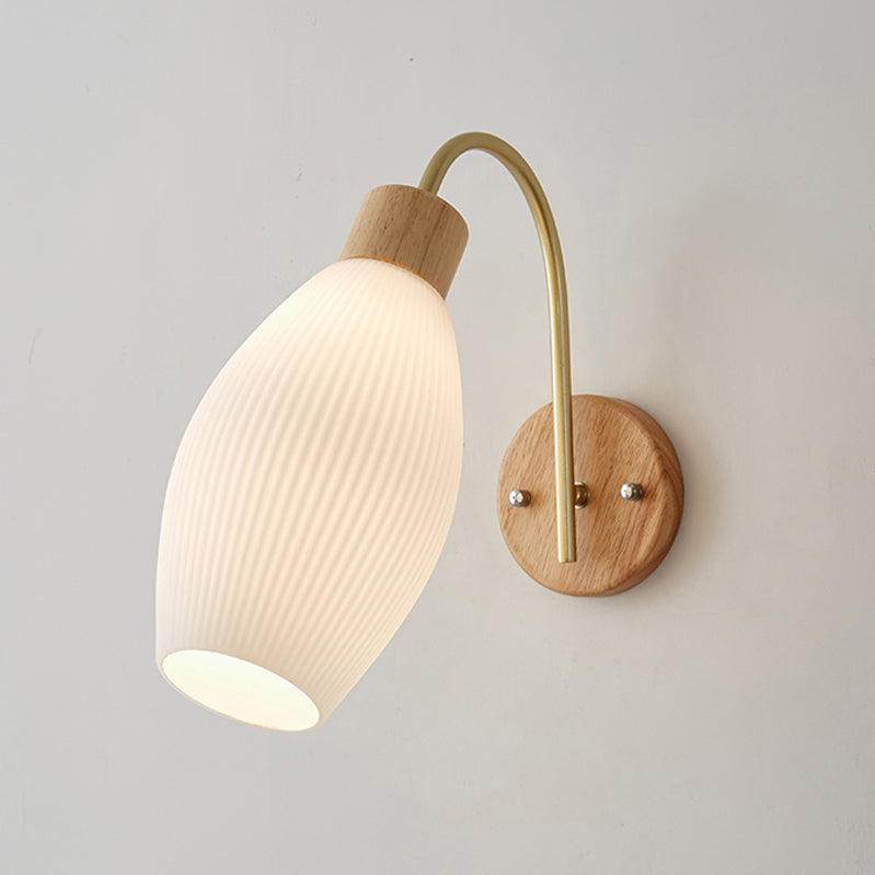 Modern Style Wall Light Wood 1 Light Sconces in White for Bedroom