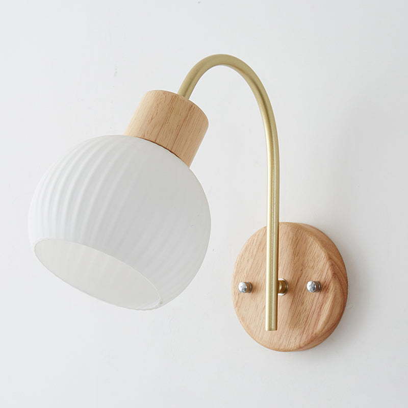 Modern Style Wall Light Wood 1 Light Sconces in White for Bedroom