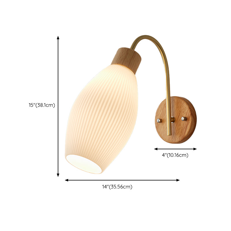 Modern Style Wall Light Wood 1 Light Sconces in White for Bedroom