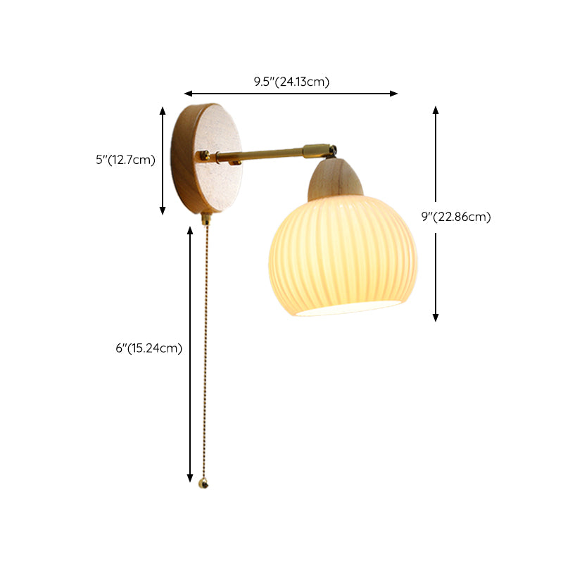 Modern Style Wall Light Wood 1 Light Sconces in White for Bedroom