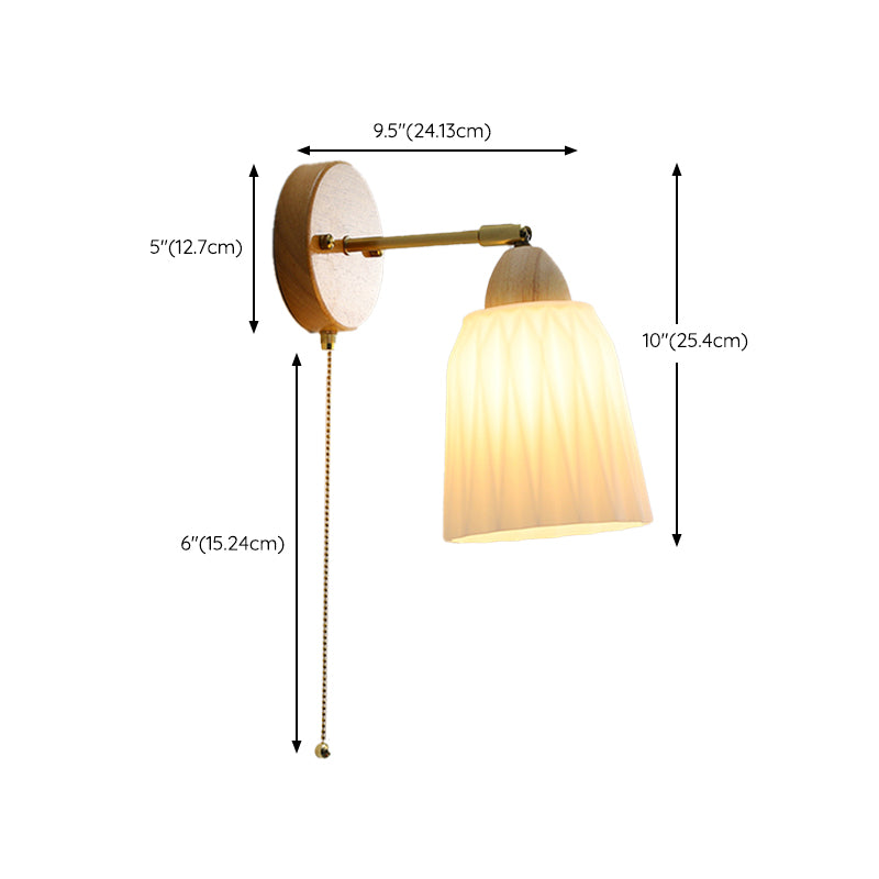 Modern Style Wall Light Wood 1 Light Sconces in White for Bedroom