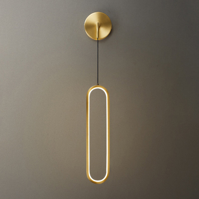 Minimalism LED Wall Sconce Oval Brass Sconce Lighting for Bedroom