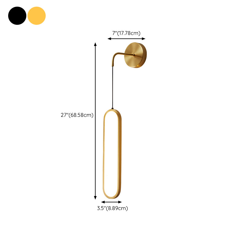 Minimalism LED Wall Sconce Oval Brass Sconce Lighting for Bedroom