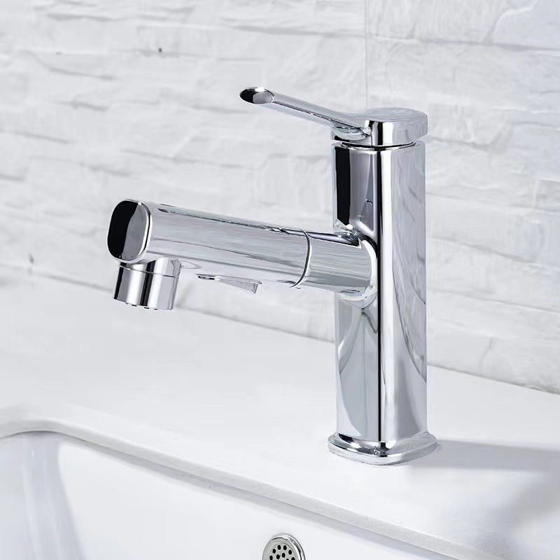 Contemporary Vessel Faucet Pull-out Centerset Faucet with Swivel Spout