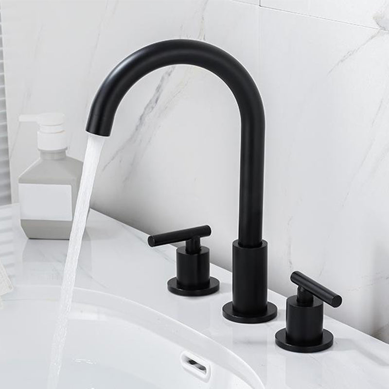 High-Arc Sink Faucet 3 Hole Lever Handle Bathroom Faucet with Water Hose