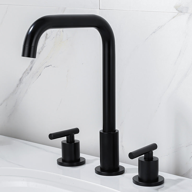 High-Arc Sink Faucet 3 Hole Lever Handle Bathroom Faucet with Water Hose