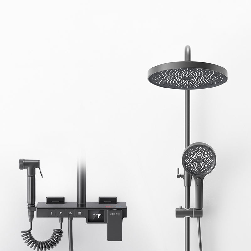 Shower System Round Adjustable Spray Pattern Massage Jet Handheld Shower Head Shower Trim