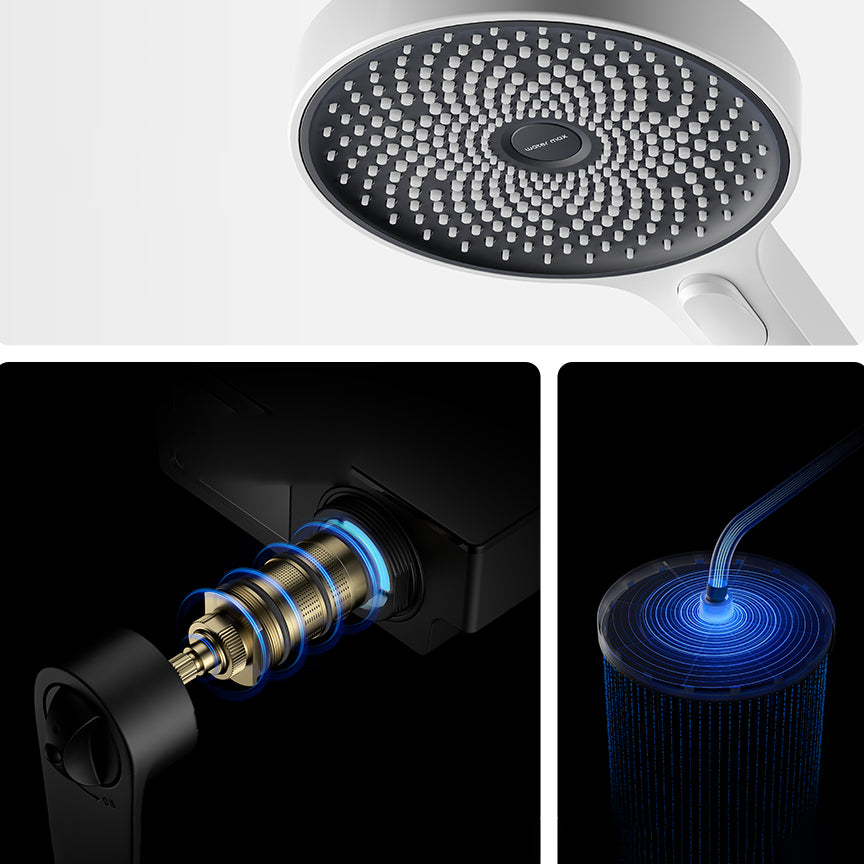 Shower System Round Adjustable Spray Pattern Massage Jet Handheld Shower Head Shower Trim