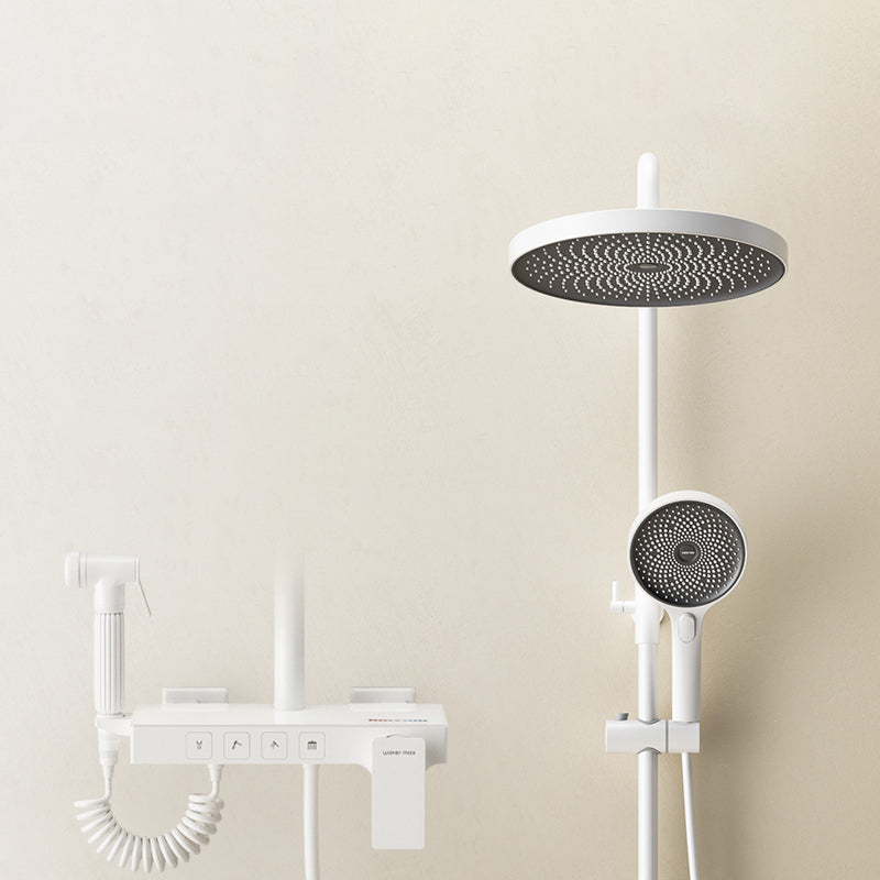 Shower System Round Adjustable Spray Pattern Massage Jet Handheld Shower Head Shower Trim