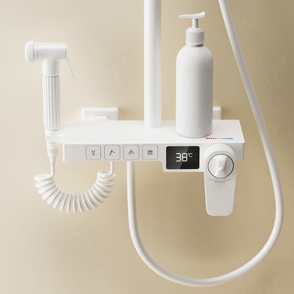 Shower System Round Adjustable Spray Pattern Massage Jet Handheld Shower Head Shower Trim