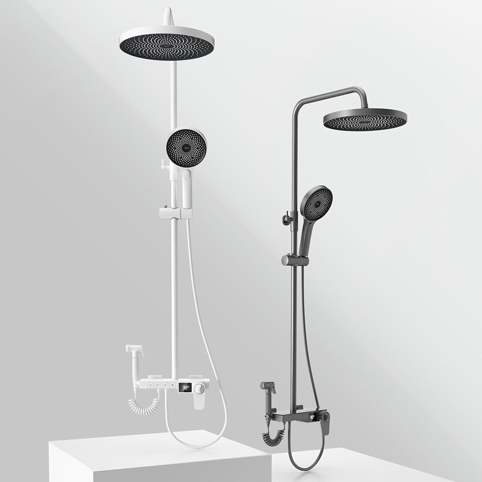 Shower System Round Adjustable Spray Pattern Massage Jet Handheld Shower Head Shower Trim