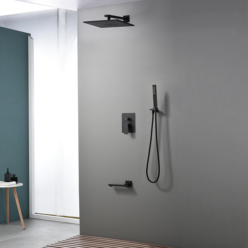 Modern Shower Faucet Brass Square Adjustable Shower Head Wall Mounted Shower Set