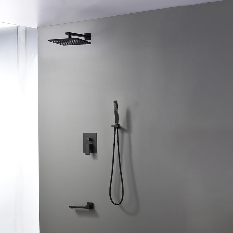 Modern Shower Faucet Brass Square Adjustable Shower Head Wall Mounted Shower Set