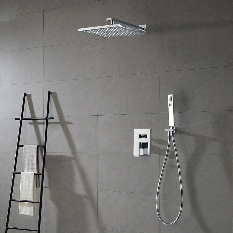 Modern Shower Faucet Brass Square Adjustable Shower Head Wall Mounted Shower Set