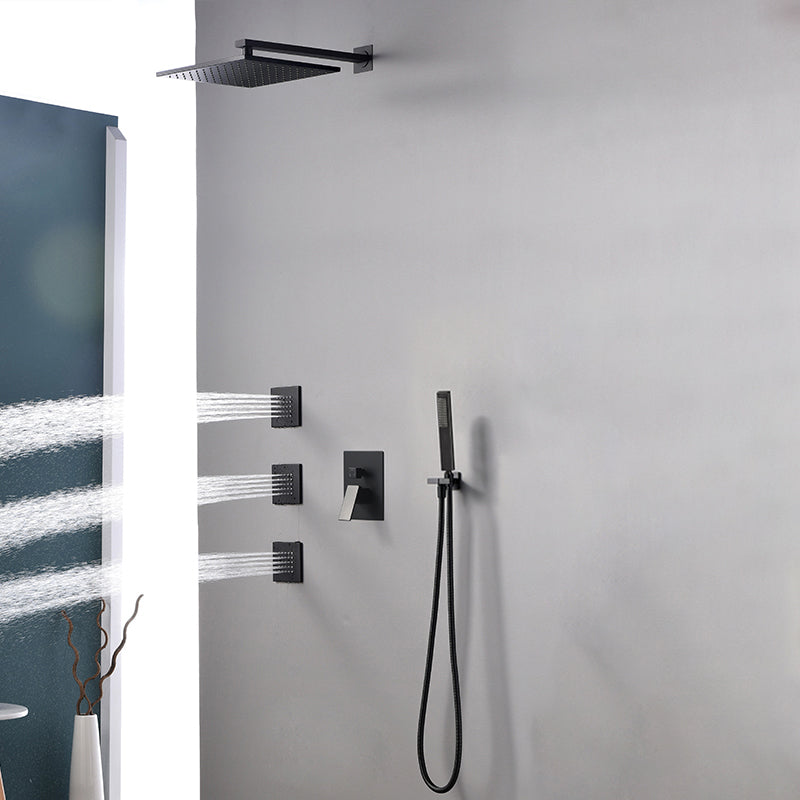 Modern Shower Faucet Brass Square Adjustable Shower Head Wall Mounted Shower Set