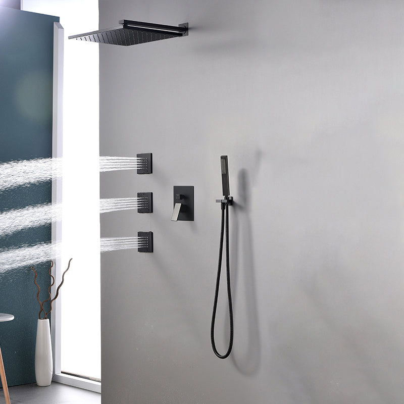 Modern Shower Faucet Brass Square Adjustable Shower Head Wall Mounted Shower Set