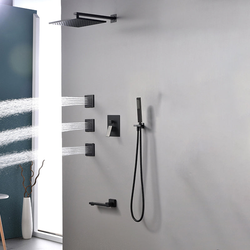 Modern Shower Faucet Brass Square Adjustable Shower Head Wall Mounted Shower Set