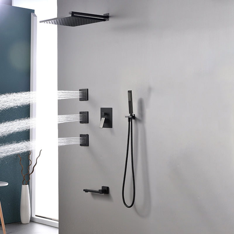 Modern Shower Faucet Brass Square Adjustable Shower Head Wall Mounted Shower Set