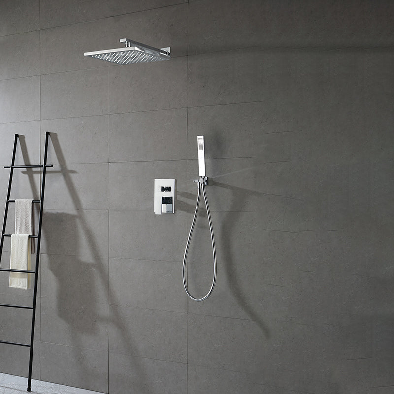 Modern Shower Faucet Brass Square Adjustable Shower Head Wall Mounted Shower Set