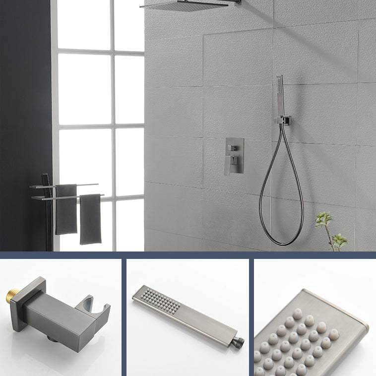 Modern Shower Faucet Brass Square Adjustable Shower Head Wall Mounted Shower Set