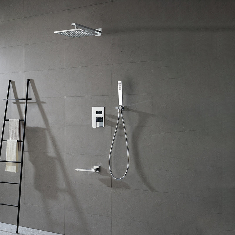 Modern Shower Faucet Brass Square Adjustable Shower Head Wall Mounted Shower Set