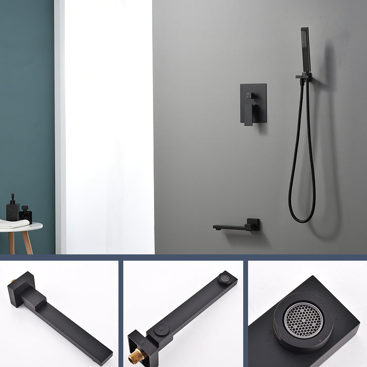 Modern Shower Faucet Brass Square Adjustable Shower Head Wall Mounted Shower Set