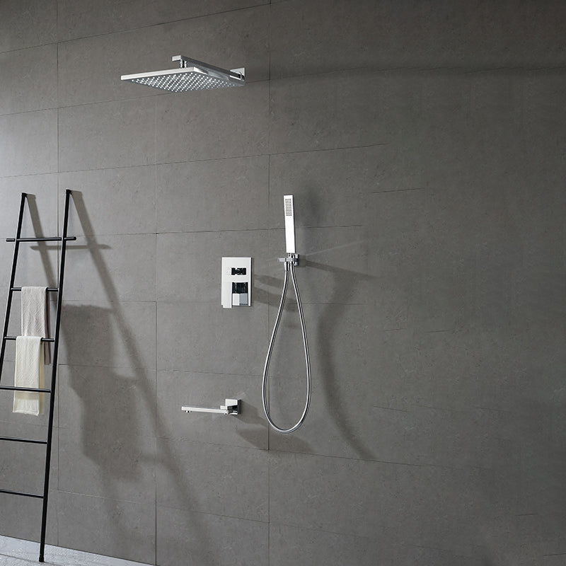 Modern Shower Faucet Brass Square Adjustable Shower Head Wall Mounted Shower Set