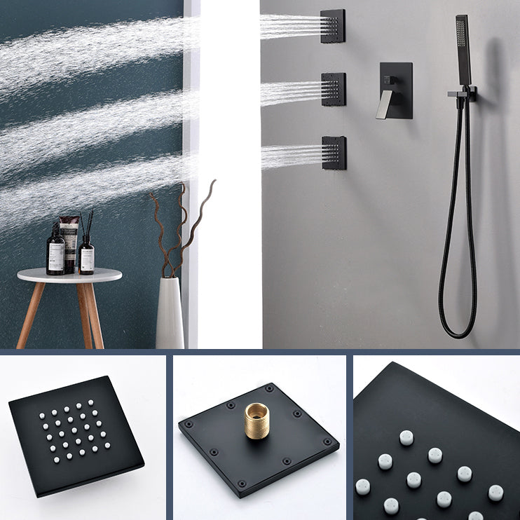 Modern Shower Faucet Brass Square Adjustable Shower Head Wall Mounted Shower Set
