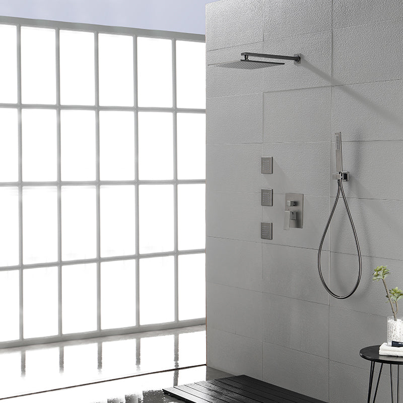 Modern Shower Faucet Brass Square Adjustable Shower Head Wall Mounted Shower Set