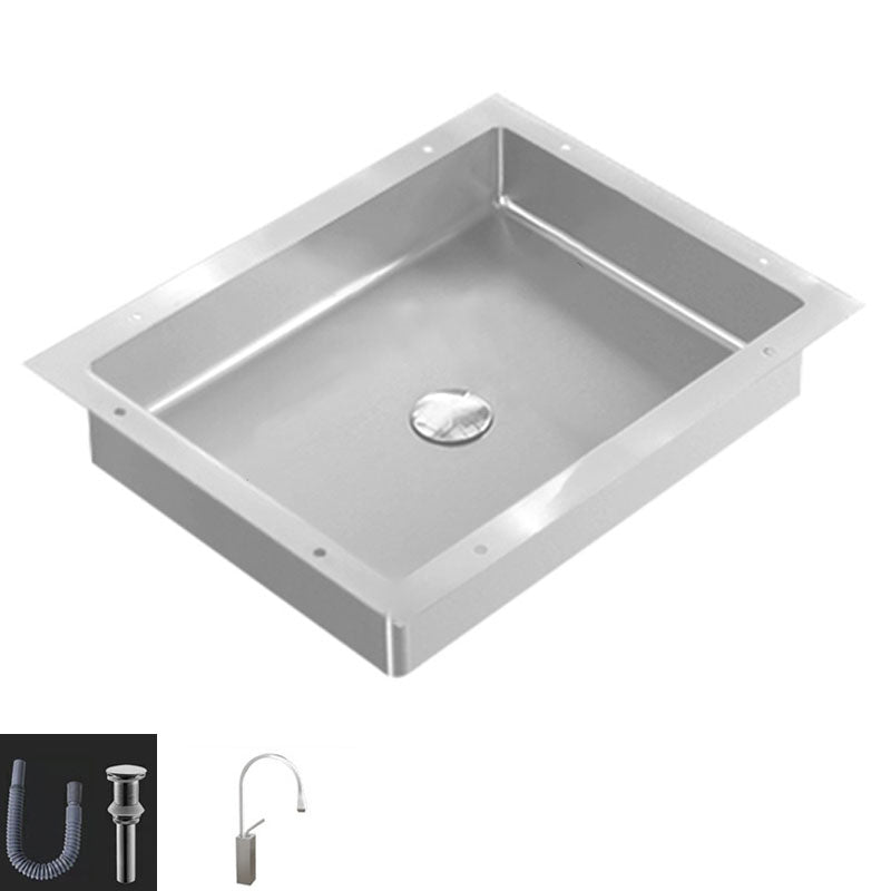 Modern Bathroom Sink Metal Rectangular Drop-in Bathroom Sink with Pop-Up Drain