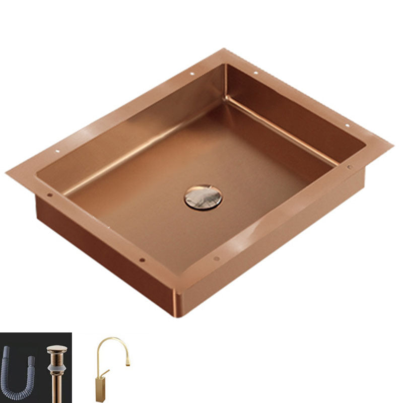 Modern Bathroom Sink Metal Rectangular Drop-in Bathroom Sink with Pop-Up Drain