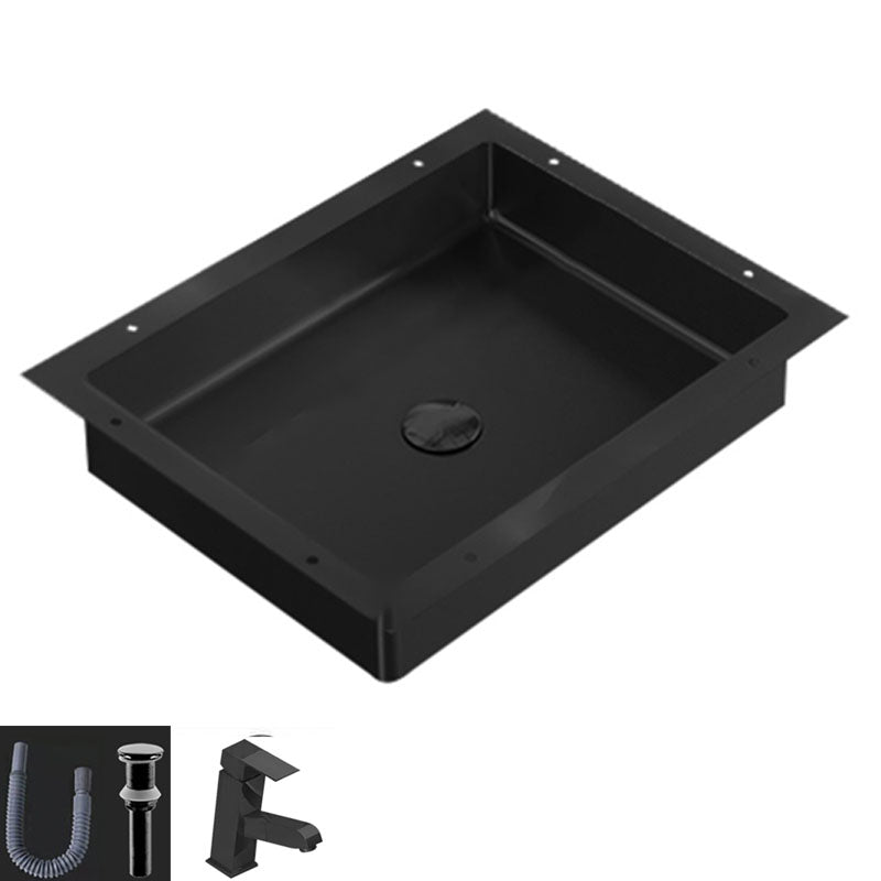 Modern Bathroom Sink Metal Rectangular Drop-in Bathroom Sink with Pop-Up Drain