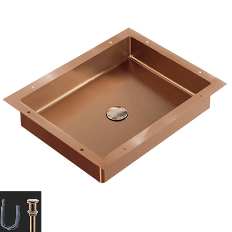 Modern Bathroom Sink Metal Rectangular Drop-in Bathroom Sink with Pop-Up Drain